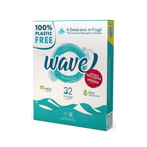 Wave Washing Classic – El Detergente en Hojas – 100% LIBRE DE PLÁSTICO – 32 lavados - Ecológico – Biodegradable – Compostable