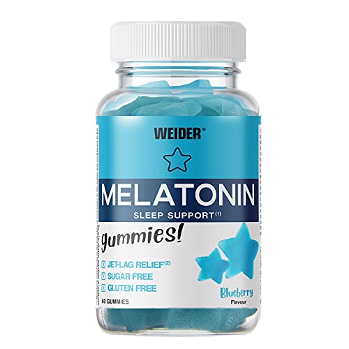 Weider Joe Victory Melatonine Up, 60 Gummies, Sabor Blueberry, 1 Mg De Melatonina Por Gominola, Sin Gluten Y Sin Azúcar, color Melatonine Up, 200 g