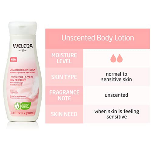 WELEDA Loción corporal sensible, sin alcohol, sin fragancias, para el cuidado de la piel sensible propensa a la irritación (1 x 200 ml)