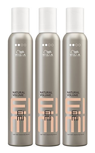 Wella EIMI Natural Volume Mousse - Espuma fijadora, 3 x 300 ml, fijación ligera