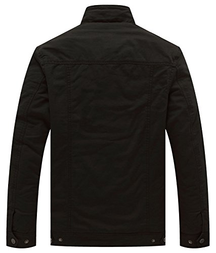 WenVen Chaqueta para Invierno Estilo de Militar para Hombre Small, Negro