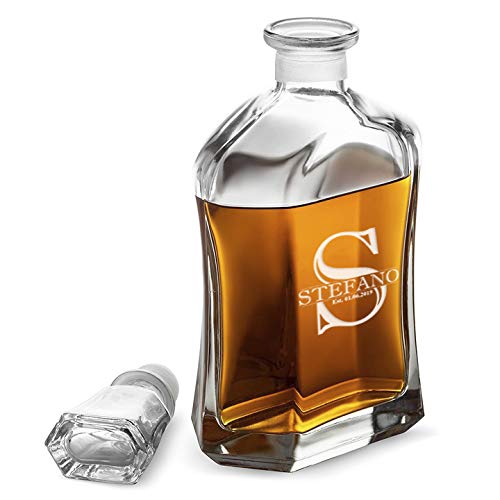 Whisky Decantador Personalizado, Grabado A Medida Con Nombre, Inicial Y Año, Tamaño 700ml