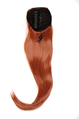 WIG ME UP- Extensión de pelo voluminosa lisa coleta clip tipo mariposa pequeño elástico pelo aprox. 60 cm rojo cobrizo WK06-350