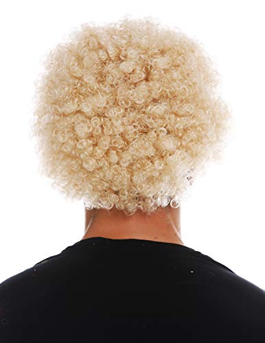 WIG ME UP - MMAM-9M-K8692 Peluca para Mujeres Hombres Carnaval Payaso Afro rizos Cortos densos Cabello Crespo Rubio