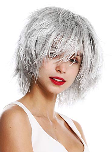 WIG ME UP- MMSLW-K686 Peluca de Mujer Hombre Carnaval despeinada despeluznada como Paja voluminosa Duende Payaso Color Gris