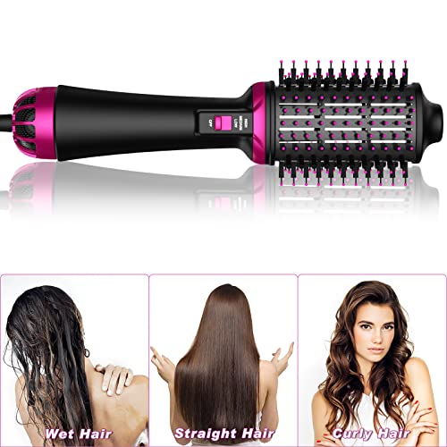 Wirhaut Cepillo Alisador Pelo, One Step Hair Dryer ,2 en 1 Multifuncional Cepillo Secador de Pelo Iónico Negativos, Cepillo Secador de Pelo Secador Moldeador Rizador y Plancha 3 Modos(Negro)