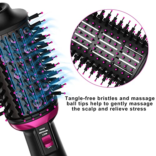 Wirhaut Cepillo Alisador Pelo, One Step Hair Dryer ,2 en 1 Multifuncional Cepillo Secador de Pelo Iónico Negativos, Cepillo Secador de Pelo Secador Moldeador Rizador y Plancha 3 Modos(Negro)