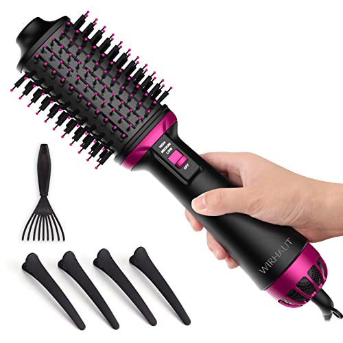 Wirhaut Cepillo Alisador Pelo, One Step Hair Dryer ,2 en 1 Multifuncional Cepillo Secador de Pelo Iónico Negativos, Cepillo Secador de Pelo Secador Moldeador Rizador y Plancha 3 Modos(Negro)