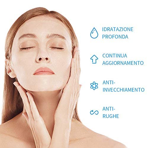 WIS Hoja de mascarilla facial de ácido hialurónico, mascarilla facial hidratante antienvejecimiento hidratante profunda para el cuidado de la piel seca, antiarrugas y líneas finas,24 paquetes