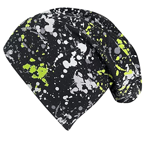 Wollhuhn Gorro de punto para niños y niñas, cómodo y suave, para todo el año, con tejido ecológico y orgánico, Graffiti Splatter, 48-50