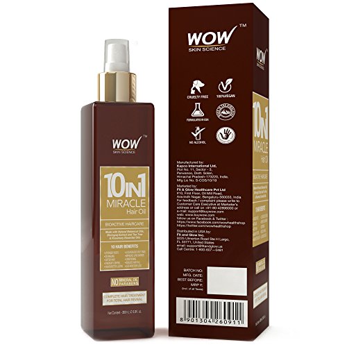 WOW Aceite para el cabello Active Miracle 10 en 1, sin parabenos ni aceites minerales, 200 ml