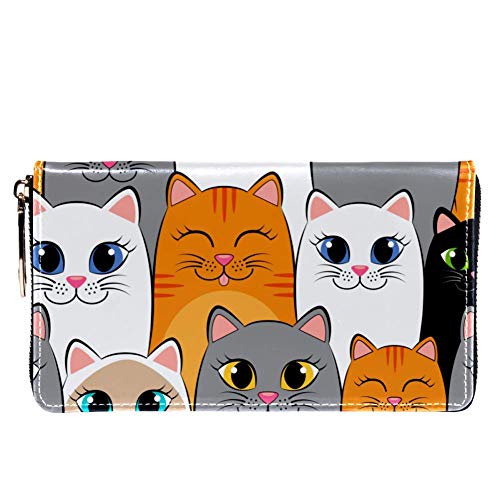 XCNGG Cartera de Cuero Un Grupo de Carteras para Gatos Portatarjetas Clutch con Muchos Bolsillos para Mujeres Hombres Niñas Niños Cartera pequeña y compacta Plegable