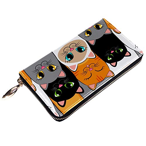 XCNGG Cartera de Cuero Un Grupo de Carteras para Gatos Portatarjetas Clutch con Muchos Bolsillos para Mujeres Hombres Niñas Niños Cartera pequeña y compacta Plegable