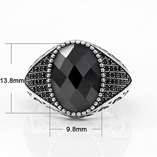 XIXINYA Anillo de los Hombres de Plata 925 con Anillo de Zirconia cúbico Negro, Adecuado for Joyas turcas Masculinas y Femeninas (Gem Color : Rouge, Ring Size : 6)