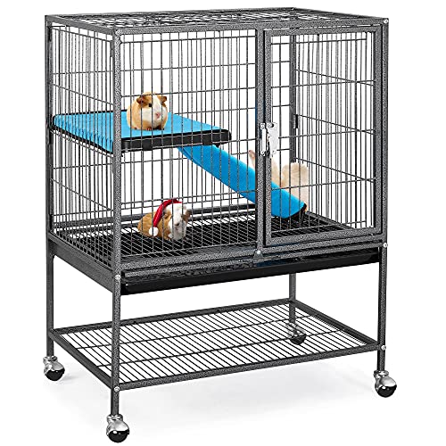 Yaheetech Jaula para Roedores con Ruedas Un Piso Jaula Hámster Metal 61x42,5x85,5cm Casa para Conejo Hurones Chinchillas Animales Pequeñas Negro