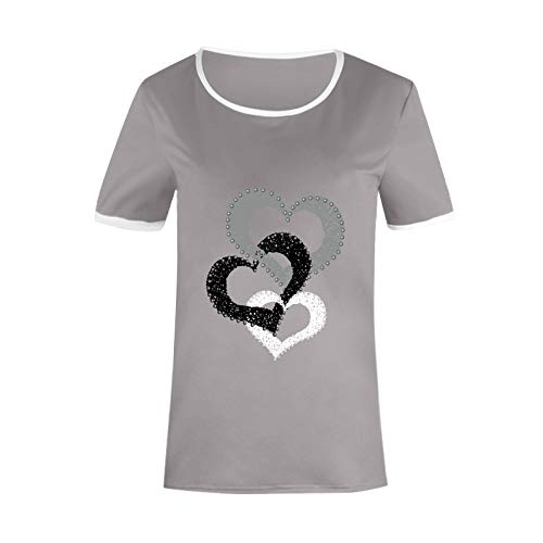 YANFANG Camiseta De Manga Corta Suelta con Cuello Redondo Y Estampado Informal A La Moda para Mujer, Blusa Superior, Jersey Camisetas Mujer Raya Blusas Tops FiestaLGray