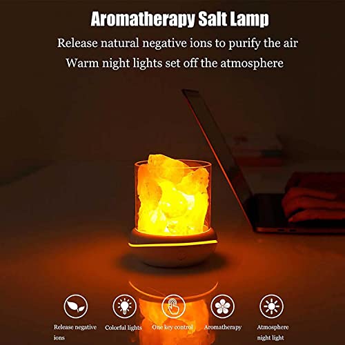 YANJJ Lámpara de Sal Natural Tallada A Mano, Lámpara de Roca de Sal, Luz Nocturna, Lámpara de Mesa de Aromaterapia Alimentada por USB, Lámpara de Noche de Aceite Esencial, Luz de Ambiente,Black