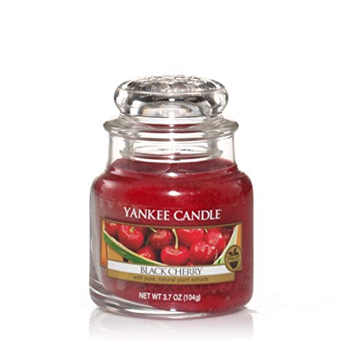 Yankee Candle Black Cherry Vela Aromática en Frasco Pequeño, Rojo, 104g