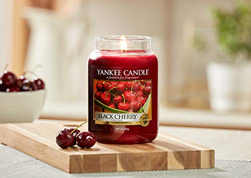 Yankee Candle Black Cherry Vela Aromática en Frasco Pequeño, Rojo, 104g