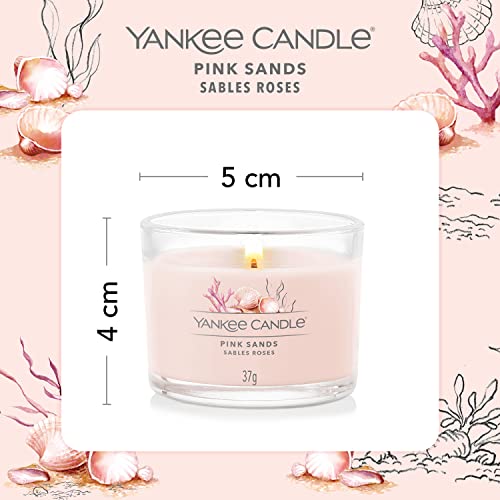 Yankee Candle Juego de velas perfumadas para regalo, Velas votivas rellenas de arena rosada, Mezcla de cera de soja, 3 unidades (1686361E)