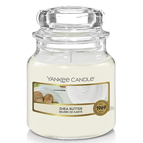 Yankee Candle Shea Butter Vela Aromática en Frasco Pequeño, Blanco, 104g