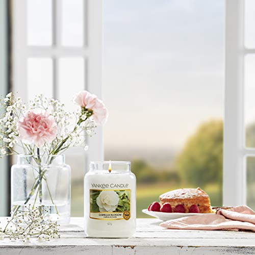 YANKEE CANDLE Tarro Grande | Camellia Blossom Vela aromática | hasta 150 Horas de combustión | Colección Garden Hideaway, Flor de Camelia, Large Jar Candle, 623