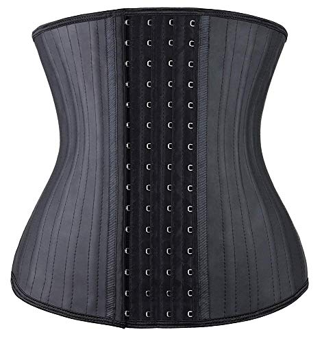 YIANNA Faja Reductora Mujer con 25 Huesos de Acero Waist Trainer Latex Corset Reductor Fajas Colombianas Cinturilla Postparto Negro, 11787 Size XS