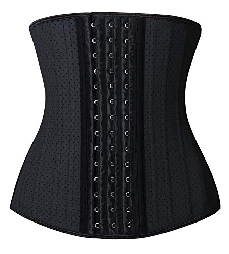 YIANNA Fajas Reductoras Mujer con 25 Huesos de Acero Waist Trainer Corset Faja Reductora Colombiana Cinturilla Cintura Latex Body Shaper Negro, 20173 Size M