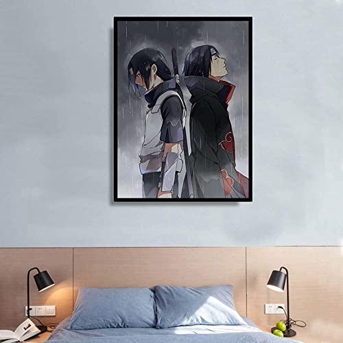 YICHEN DIY 5D Pintura Diamantes Kits Diamante Cruz Bordado Kit Completo Diamond Painting Kit-Uchiha Itachi Et Uchiha Sasuke Punto de Cruz para la Decoración de la Pared, Tamaño 30x40cm