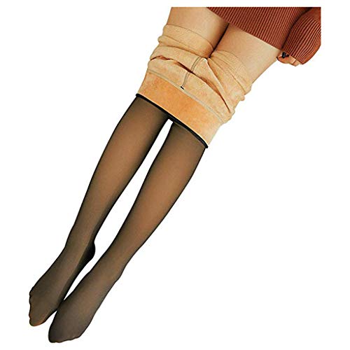 YIDYFA Medias de forro polar para mujer, perfectas para adelgazar las piernas, medias de felpa falsas, medias térmicas para mujer, leggings gruesos térmicos (negro/320 g)