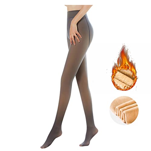 YIDYFA Medias de forro polar para mujer, perfectas para adelgazar las piernas, medias de felpa falsas, medias térmicas para mujer, leggings gruesos térmicos (negro/320 g)