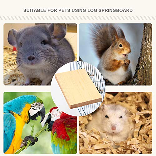 YINETTECH 4 x Hamster Chinchilla madera Springboards rectangular de madera para mascotas, plataforma con arandela de tuerca de tornillo para animales pequeños