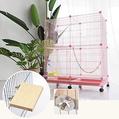 YINETTECH 4 x Hamster Chinchilla madera Springboards rectangular de madera para mascotas, plataforma con arandela de tuerca de tornillo para animales pequeños