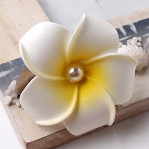 Yoowish 50 pétalos de flores artificiales de Frangipani Plumeria hawaiana para decoración de boda, color blanco