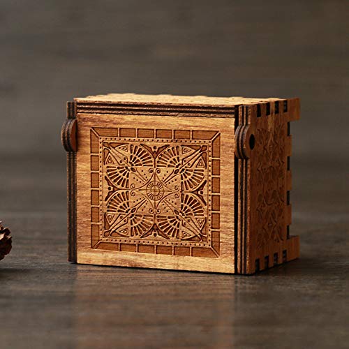Youtang Caja de música de Pantera Rosa con mecanismo de cuerda de 18 notas, caja de música de madera grabada, tema de Pantera Rosa, Marrón