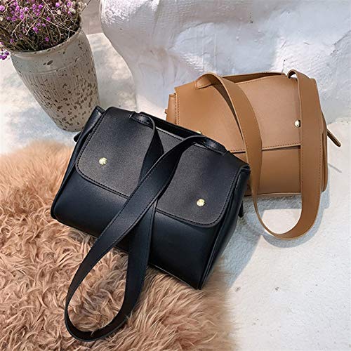 YUZZZKUNHCZ Bolsos para mujer, bolso de mensajero de piel sintética de color sólido, bolso de mensajero simple para mujer, cadena de viaje, pequeño (color: negro)