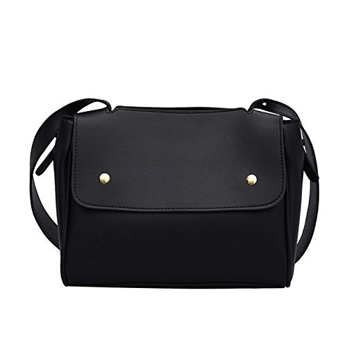 YUZZZKUNHCZ Bolsos para mujer, bolso de mensajero de piel sintética de color sólido, bolso de mensajero simple para mujer, cadena de viaje, pequeño (color: negro)