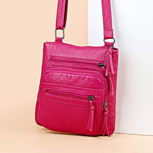 YUZZZKUNHCZ Monederos para mujer, bolso de hombro casual multicapa de cuero PU, bolso de lujo para mujer, bolso de mensajero de un hombro (color: rosa)