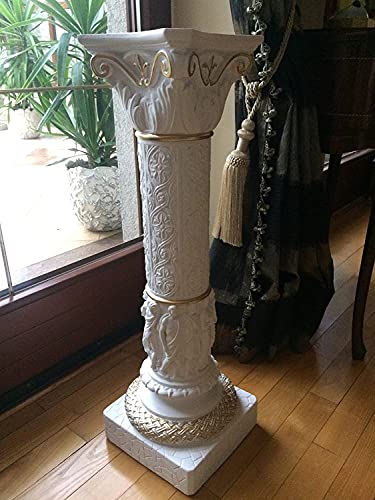 Yvonne Soporte de columna con bonitos adornos todo pintado a mano, estilo antiguo romano.