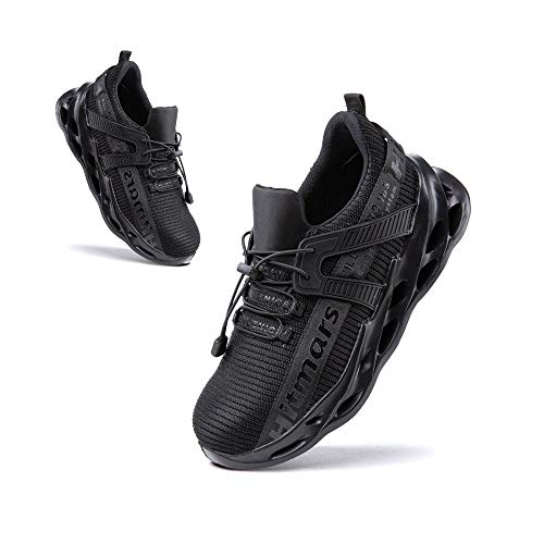 Zapatos de Seguridad Hombre Punta de Acero Botas de Seguridad Mujer Deportiva Zapatillas Trabajo Unisex Antideslizante Respirable Negro Talla 45