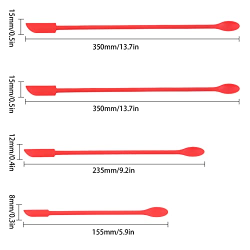 ZDNT Espátulas de Silicona Espátula de silicona pequeña Mini espátula de silicona Espátula de Última Gota para rascar botellas de cosméticos,mermeladas,nata,4 Piezas