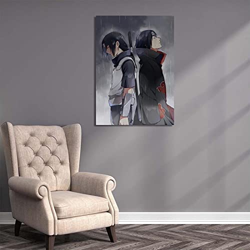 Zhangqicc Sasuke - Póster impreso sobre lienzo para decoración de sala de estar, 40 x 60 cm, enmarcado