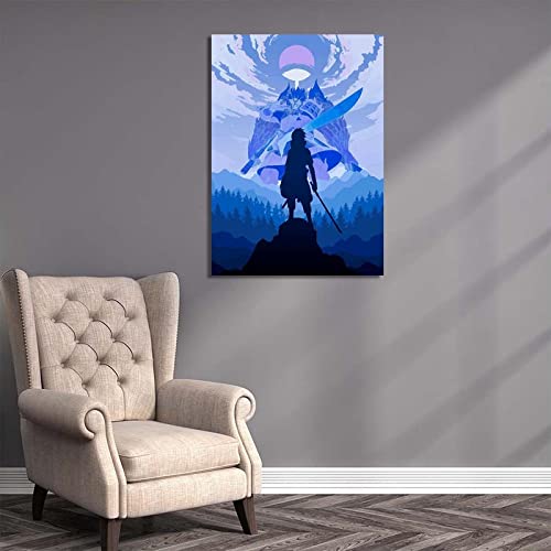 Zhangqicc Sasuke - Póster impreso sobre lienzo para decoración de sala de estar, 50 x 75 cm, enmarcado