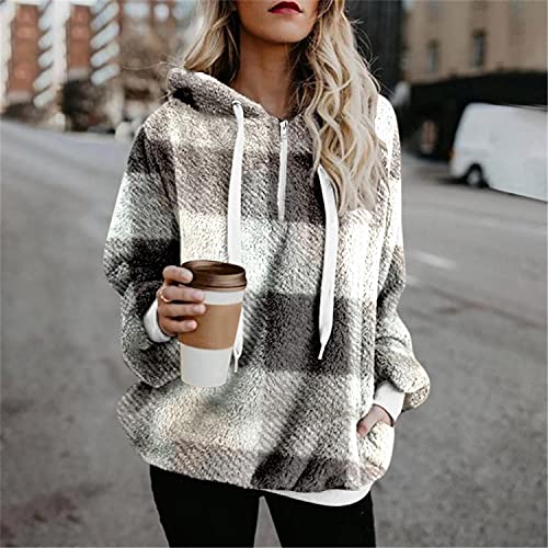 Zilosconcy Mujer Sudaderas con Capucha Caliente Felpa Suéter Jersey Mujer Otoño Invierno Talla Grande Hoodie Sudadera Suelto Manga Larga Outwear Hoodie