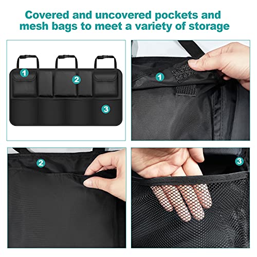 ZOVHYYA Organizador Maletero Coche 9 Pocket Bolsas para Maletero del Coche de Malla Coche Organizador Coche Bolsa con 3 Correas de Ajuste para SUV y Muchos Vehículos