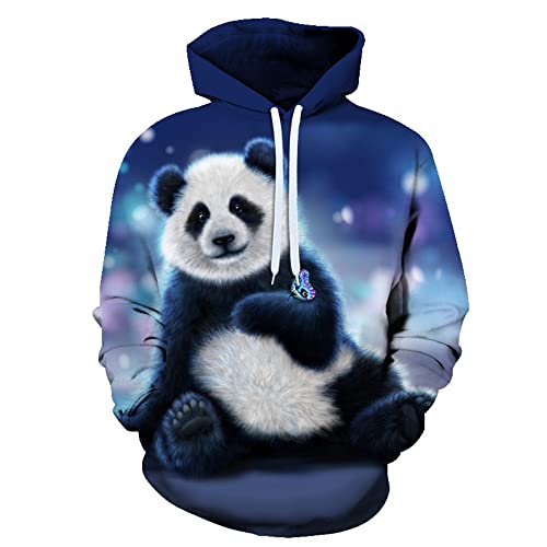 Zytyeu Sudaderas con Capucha Hombre Colección Panda con Estampado 3D Ropa Calle Hombres Sudadera De Manga Larga Parejas Universitarias Hombres Sudadera Primavera Y Otoño Hombres XM-06 S