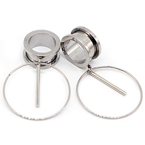 1 par de tapones para los oídos y túneles de acero inoxidable de 6-25 MM, piercing de oreja colgante, expansión, túneles de carne estirada, joyería corporal-Círculo de polos Q_10 mm