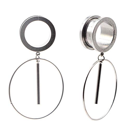 1 par de tapones para los oídos y túneles de acero inoxidable de 6-25 MM, piercing de oreja colgante, expansión, túneles de carne estirada, joyería corporal-Círculo de polos Q_8 mm