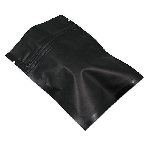 100 Bolsa de Embalaje de Papel de Aluminio Mate Cremallera Café en Polvo Almacenamiento de Té Bolsa de Mylar (negro 7x10cm (2.7x3.9 inch)