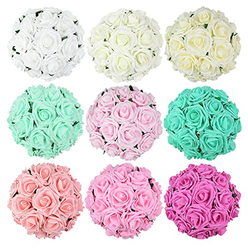 10/25 Piezas 7cm Rosa Beige PE Espuma Rosa Flor Artificial Novia Ramo hogar Boda decoración Scrapbooking DIY artesanía Falso Floral-B09,25P